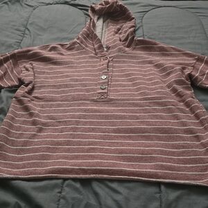Maurices Maroon Striped Hoodie